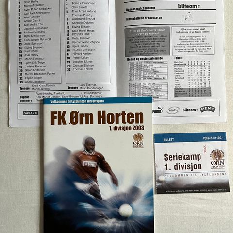 Program + Billett  Ørn Horten - Hønefoss 2003
