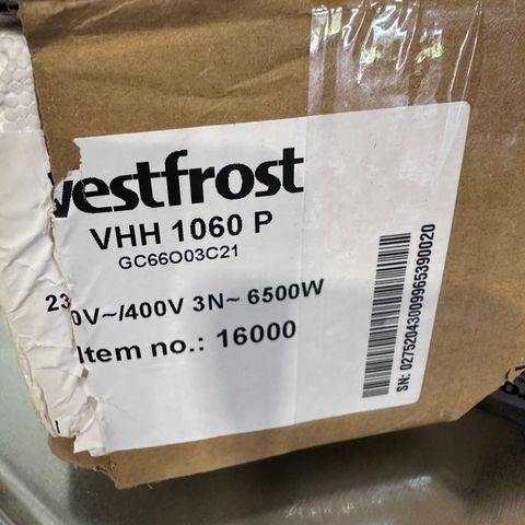 Vestfrost keramisk platetopp ny VHH1060P