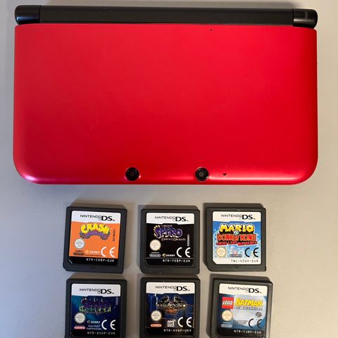 Nintendo 3DS XL konsoll med 6 spill