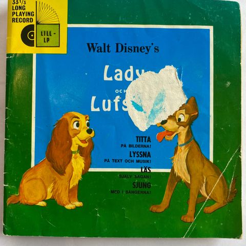 LP-plate vinyl Disney Lady og Lufsen /Landstrykeren (svensk) med hefte