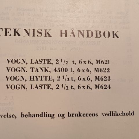 M 6. Teknisk håndbok fra forsvaret.