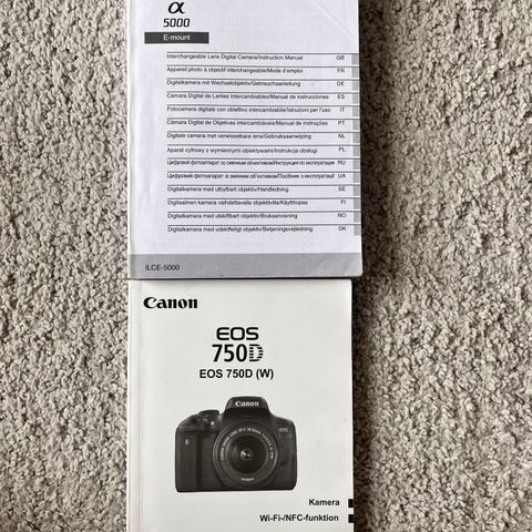 Sony a5000 + canon 750D instruction manuals