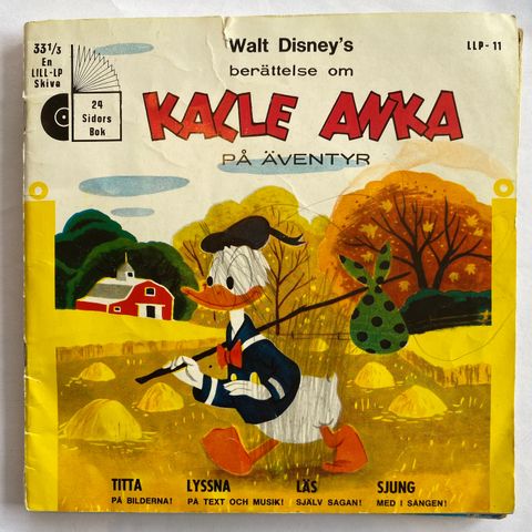 LP-plate vinyl Disney Kalle Anka Donald Duck (svensk) med hefte