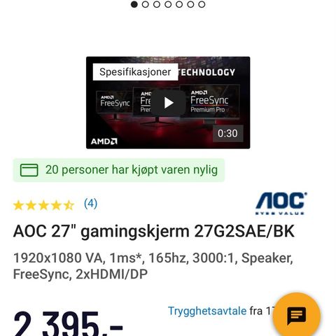 AOC 165hz skjerm