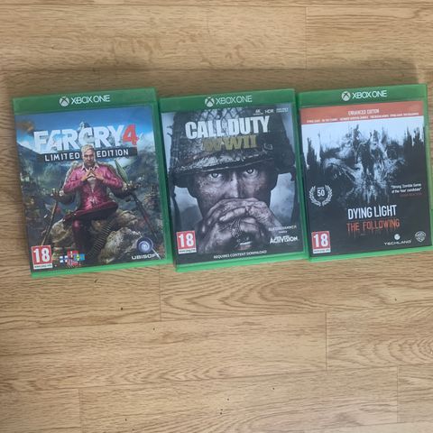 Far cry 4 , Call of duty world war 2 og Dying light: The following Til salgs!