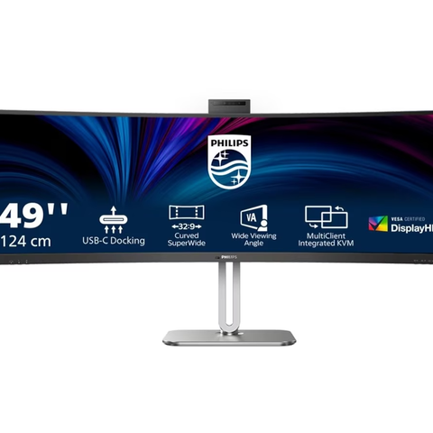 Ny 49" Philips 49B2U5900 | Curved | USB-C Docking | Webcam | Ord pris. 13700