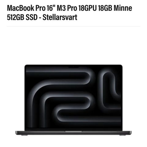 MacBook Pro 16" M3 18GB Minne 512GB SSD - Stellarsvart