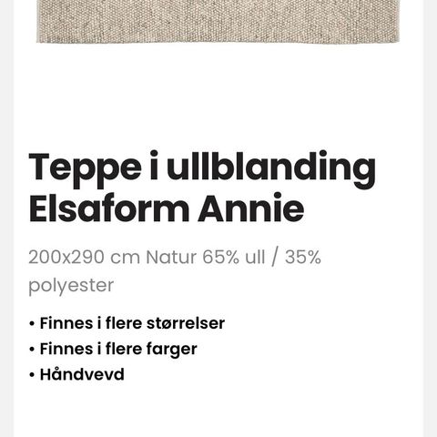 Fint teppe i ullblanding