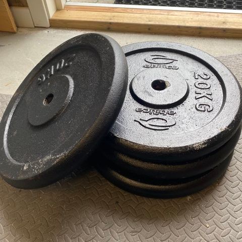 Vektskiver - 20 kgs, hulldiameter 25mm - kr 550 pr stk