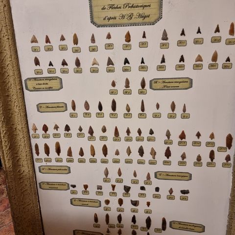 Komplett samling pilspisser fra steinalderen fra Nord Sahara