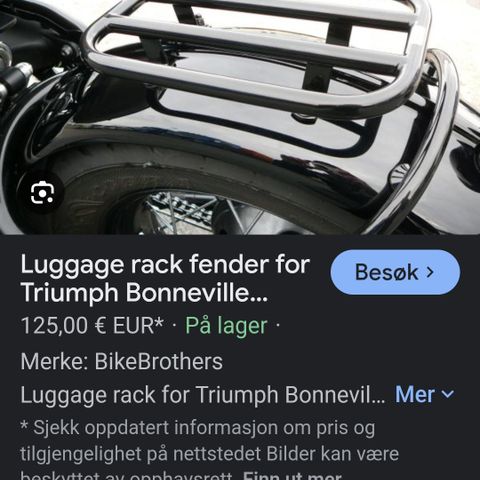 Motone bagasjebrett/rack til f.eks. Triumph bobber/indian Scout/Harley