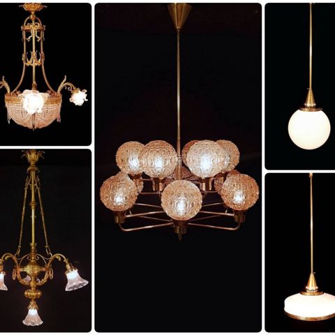 Lysekrone, taklampe, lampe, pendellampe, antikk, fransk