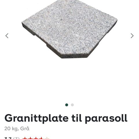 Granittplater til parasoll fra plantasjen selges. Firkantet utgave.