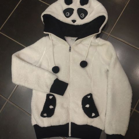 Panda jakke m hette, M/38 teddy/tykk fleece + Panda smykke