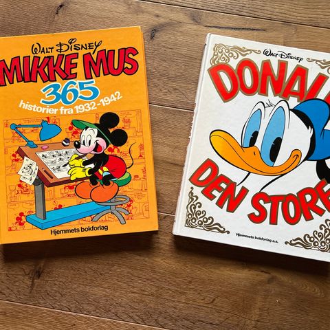 Kjempebøker Donald og Mikke 35x27 cm, "Mikke Mus 365" og "Donald Den Store"
