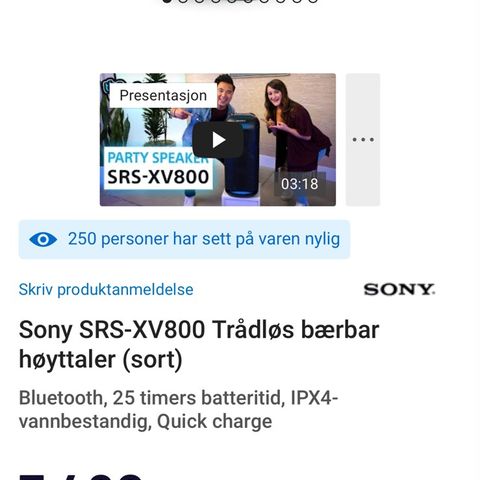 Ny Sony SRS-XV800 selges billig!