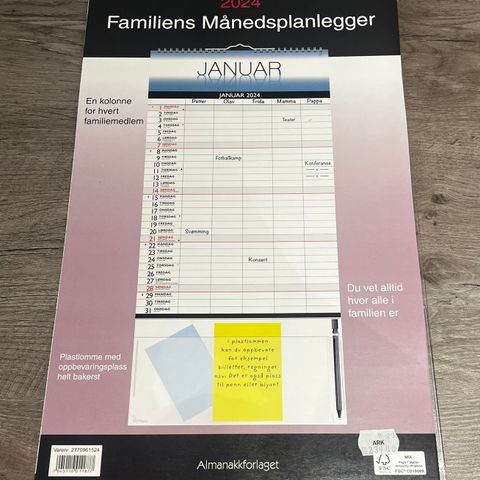 Familieplanlegger - ubrukt