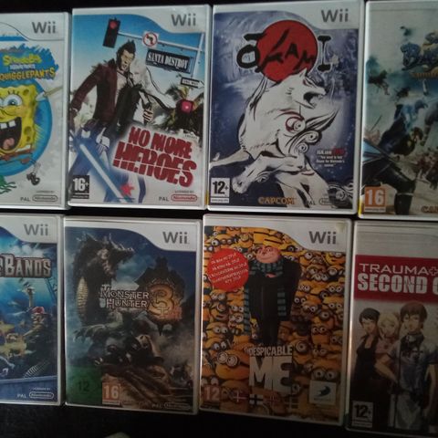 Nintendo Wii flere pent brukte spill samlet i en annonse selges