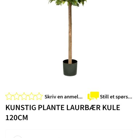 2stk kunstig laurbærplante  180cm med potte . Pr stk, Kr 999.