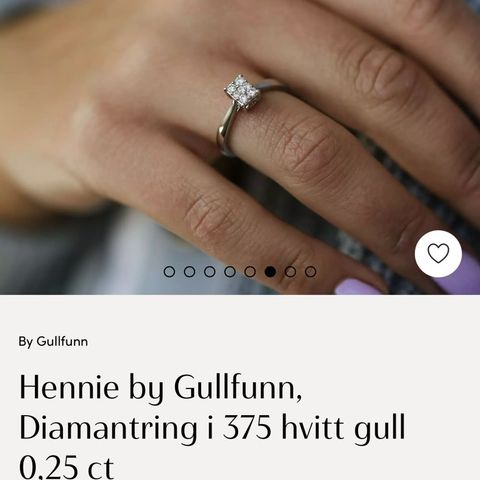 Hennie by Gullfunn, Diamantring i 375 hvitt gull