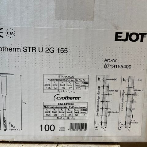 isolasjonsplugg STR U 2G 155 - type Ejotherm