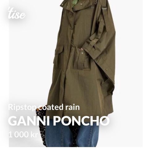 GANNI Ripstop Coated regnponcho  selges