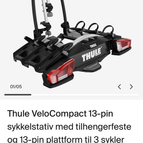 Thule velocompact sykkelstativ med adapter for 4sykler