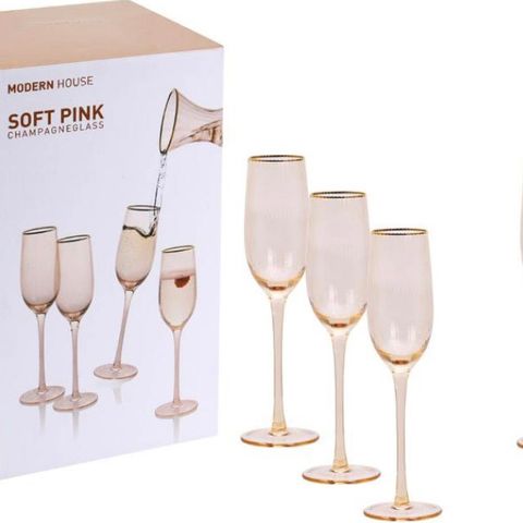 Modern House 4 stk Champagneglass Soft Pink