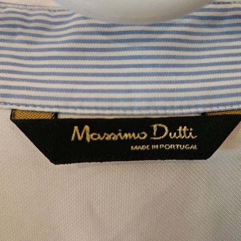 Massimo Dutti hvit bluse / skjorte med blå detaljer