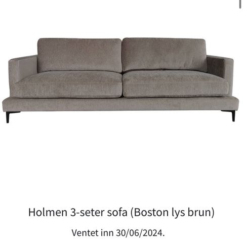 Ny Holmen 3-seter sofa (Boston lys brun) fra NovaSolo