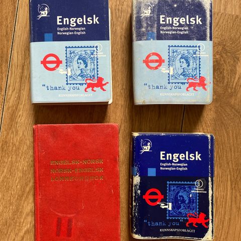 4 stk. English-Norwegian-English. Norsk-Engelsk-Norsk. Pocket.