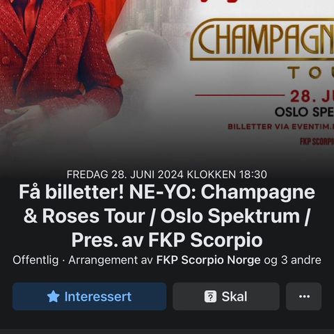 En ståplass til utsolgt Ne-Yo-konsert 28. juni i Oslo spektrum