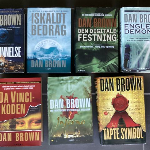 DAN BROWN-7 meget flott bøker«DET TAPTE SYMBOL» 2009 «DA VINCI-KODEN»2005+++++