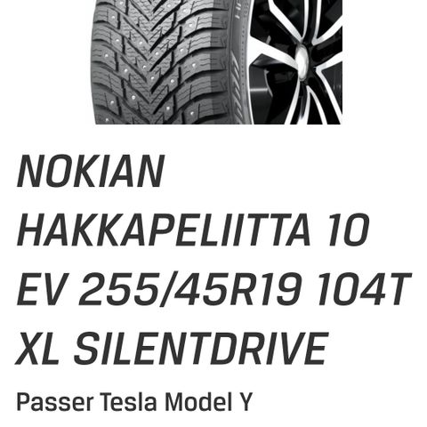 Piggdekk til Tesla Y 255/45R19 104T XL ønskes kjøpt i Trondheimsområdet.