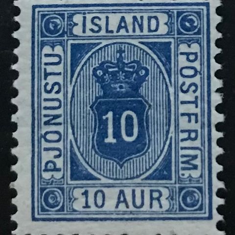 Island frimerker ustemplet, afa tj. 5B *, 10 aur 1898 blå i pen kvalitet