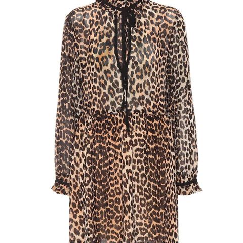GANNI Fairfax Georgette Leopard Dress, str 38