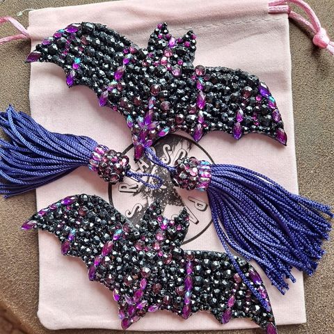 Rhapsody Pasties - Purple Bat with Tassel