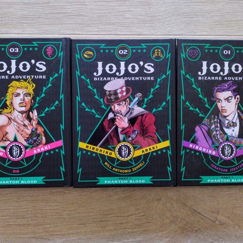 JoJo's Bizarre Adventure: Part 1 Phantom Blood, Vol. 1-2-3. Engelsk. Manga.