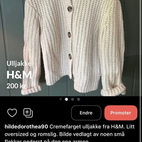 Ullcardigan fra H&M