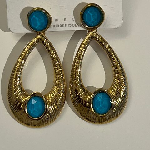 Turquoise golden stud drop ørepynt