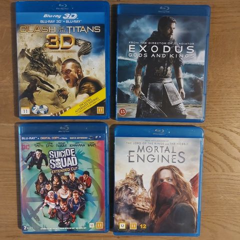 Blu-Ray x 4 (Exodus + Clash of the Titans + Suicide Squad + Mortal Engines)