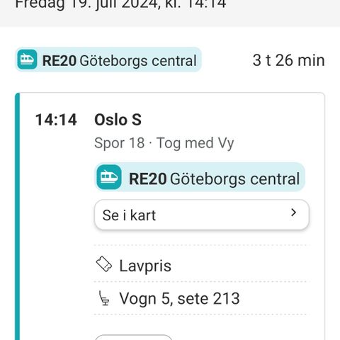 Togbilletter Oslo-Gøteborg-Oslo