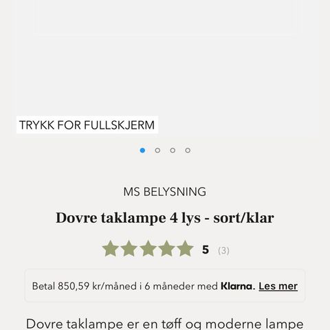 Dovre taklampe 4 lys