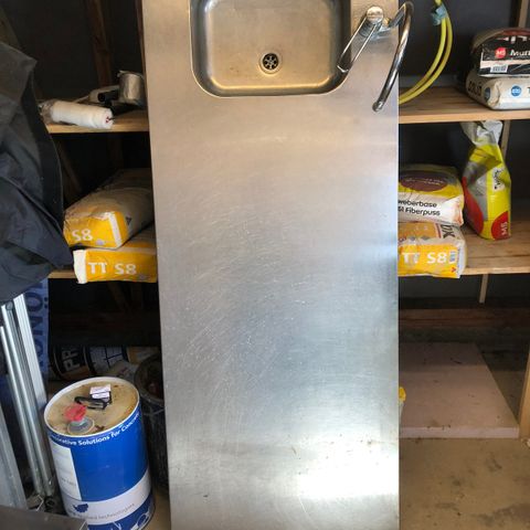 Stainless kitchen bench top with sink
