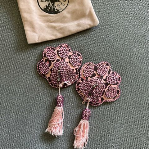 Rhapsody Pasties - Pink Leaopard Paws with Tassel