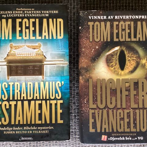 TOM EGELAND-2 meget flotte bøker«NOSTRADAMUS’ TESTAMENTE»«LIVIFERS EVANGELIUM»