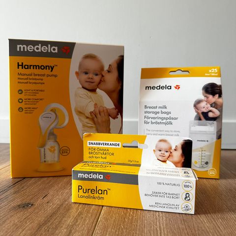 Medela manuell brystpumpe, poser og brystkrem