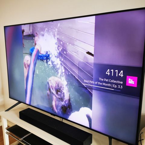 Samsung 55-tommers TV, med benk
