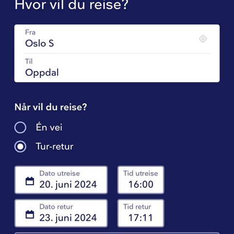 Togbillett Oslo S - Oppdal 20.06