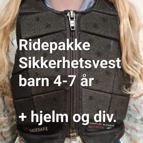 4-7 år sikkerhetsvest + hjelm  | Racesafe ridevest